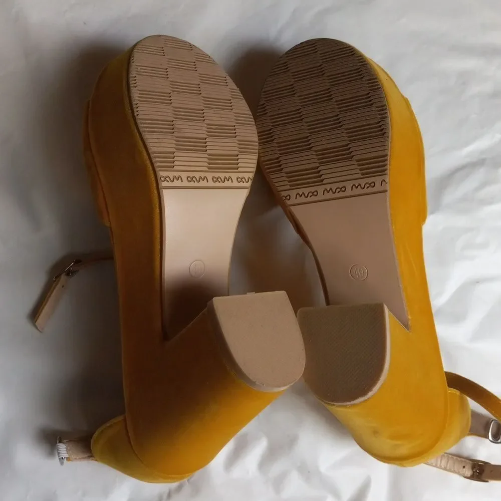 Camssoo Women's Platforms Wedges Sandal Suede Open Toe Ankle Sz 40